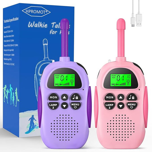 Walkie Talkies for Kids Rechargeable Toys for Ages 5-7 Boys Girls, 22 Channels 2 Way Radio Toy Christmas Birthday Gifts for Girls Boys Ages 3-12 Camping Hiking Outdoor Easter Basket Stuffers