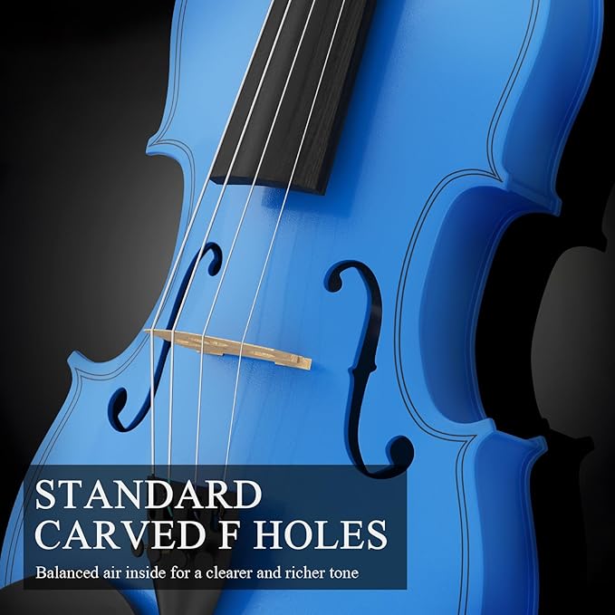Beginner Violin 4/4, Full Size Violin for Adults, Teens, Student, Acoustic Fiddle Kit with Hard Case, Bow, Rosin, Bridge, Learners Age 12+ (Dark Blue)