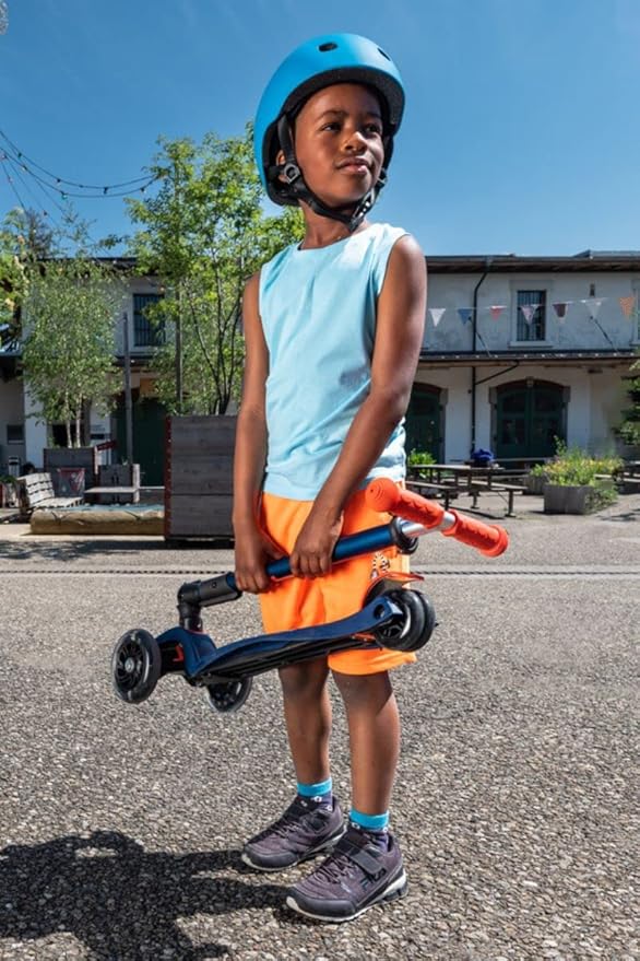 Micro Kickboard - Maxi Deluxe Foldable LED - Three Wheeled, Lean-to-Steer, Fold-to-Carry Swiss-Designed Micro Scooter for Kids with Motion-Activated Light-Up Wheels for Ages 5-12
