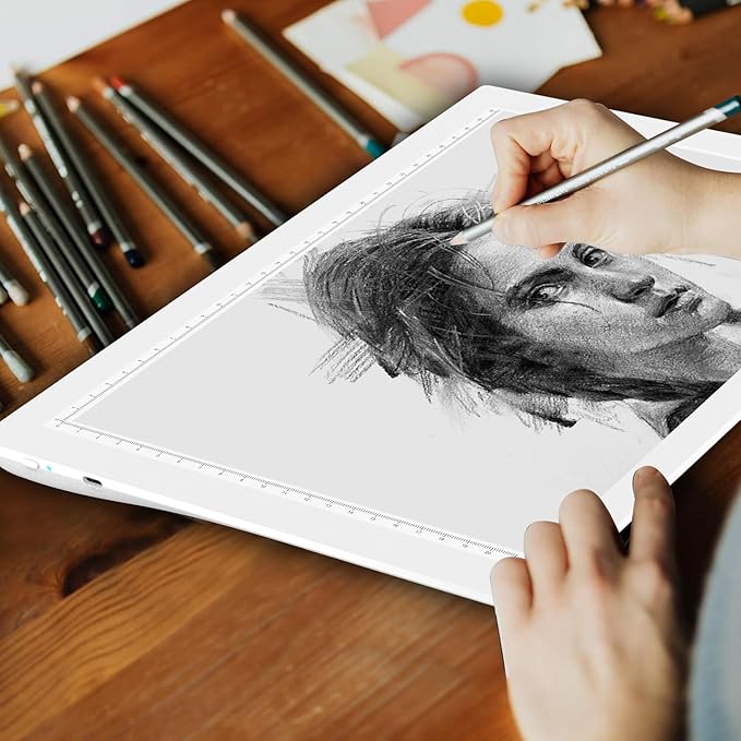 A4 Rechargeable LED Tracing Light Box, ELICE Wireless Battery Powered Light Pad Artcraft Lightpad Cordless Light Board for Diamond Painting Drawing Sketching Weeding Vinyl X-ray Viewing (White)