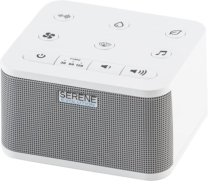 Serene Evolution 30 Sound White Noise Machine - Sleep Machine for Adults, Baby With Rain, Ocean, Pink Noise - Brown