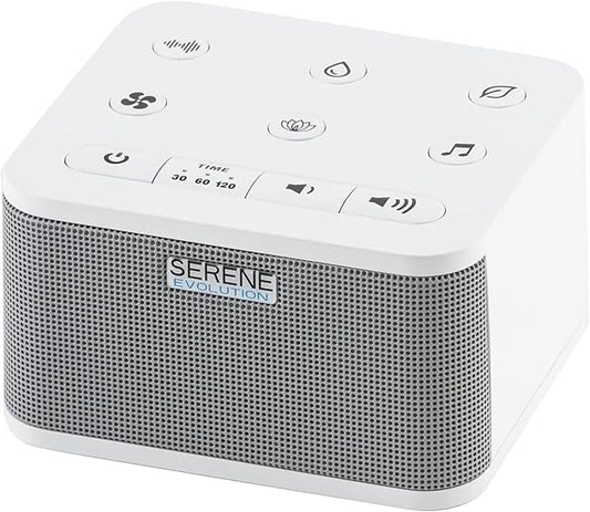 Serene Evolution 30 Sound White Noise Machine - Sleep Machine for Adults, Baby With Rain, Ocean, Pink Noise - Brown
