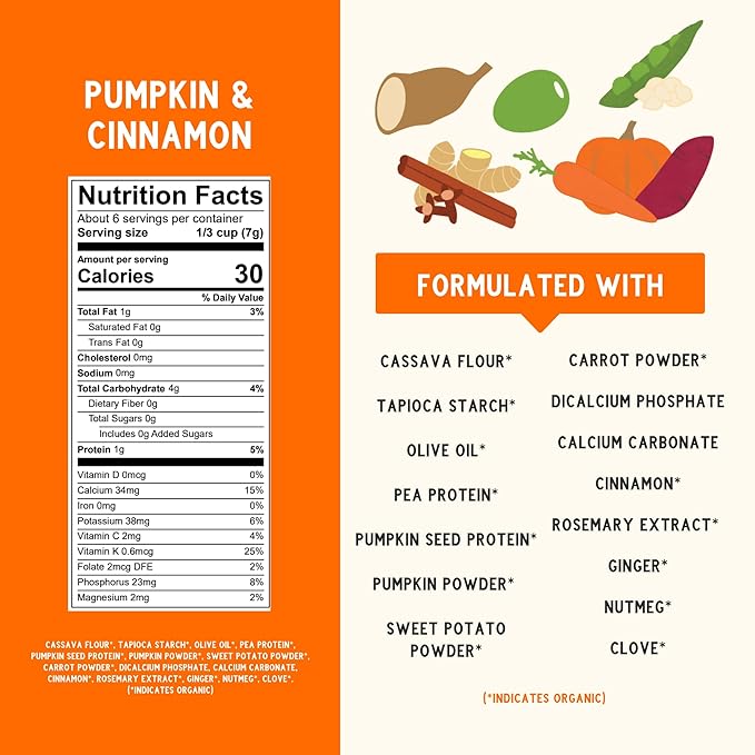 Serenity Kids 6+ Month Grain Free Puffs Toddler & Baby Snack - No Added Sugar - No Gluten or Rice - BPA & Allergen Free - With Organic Cassava, Veggies & Herbs - Pumpkin & Cinnamon - 6 Count