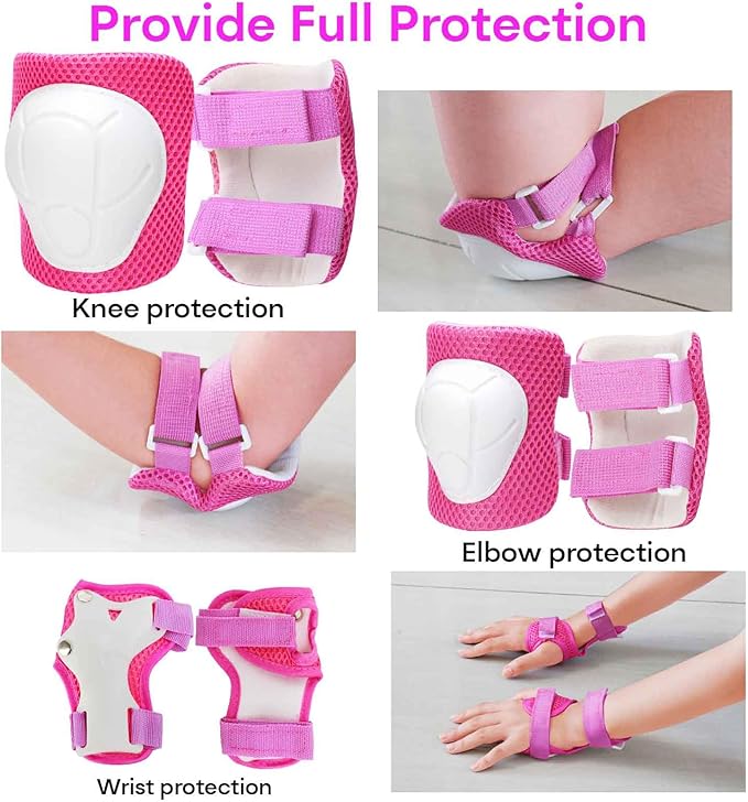 KAMUGO Kids Bike Helmet, Toddler Helmet for Ages 2-8 Boys Girls with Sports Protective Gear Set Knee Elbow Wrist Pads for Skateboard Cycling Scooter Rollerblading