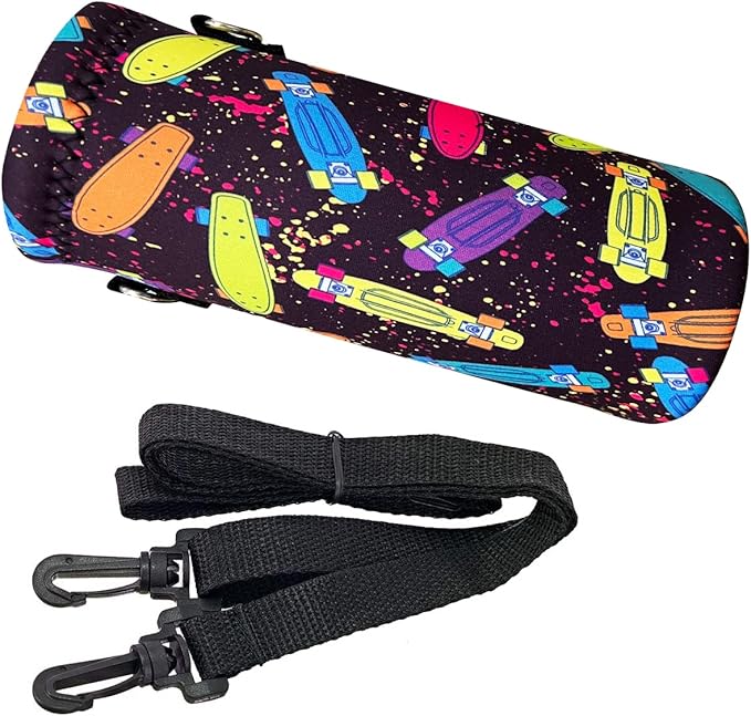 Neoprene Water Bottle Carrier Bag with Adjustable Shoulder Strap for Men Women Walking Hiking,Portable Insulated Holder Case for Stainless Steel/Glass/Plastic Bottles