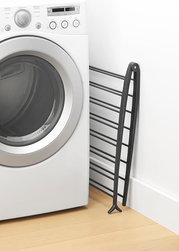 Whitmor Spacemaker Folding Drying Rack, Indoor Clothes Organizer with Patent-Pending Design, Space Saving, 6" L x 26" W x 51.5" H, Black