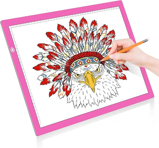 LitEnergy A3 LED Copy Board Light Tracing Box, Ultra-Thin Adjustable USB Power Artcraft LED Trace Light Pad for Tattoo Drawing, Streaming, Sketching, Animation, Stenciling (Pink)