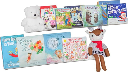 Rebecca Luxurious Acrylic Floating Shelves for Wall - 2 Pack of 24" x 2" x 4" - 5mm Thick Clear Book Shelf for Bathroom, Bedroom, Nursery, Kids Room with Easy Installation Hardware – Cute Bookshelf