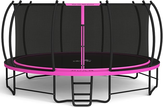 BCAN 8FT 10FT 12FT 14FT 15FT 16FT Recreational Trampoline with Enclosure for Kids Adults, ASTM Approved, Outdoor Trampolines with Ladder for Kids