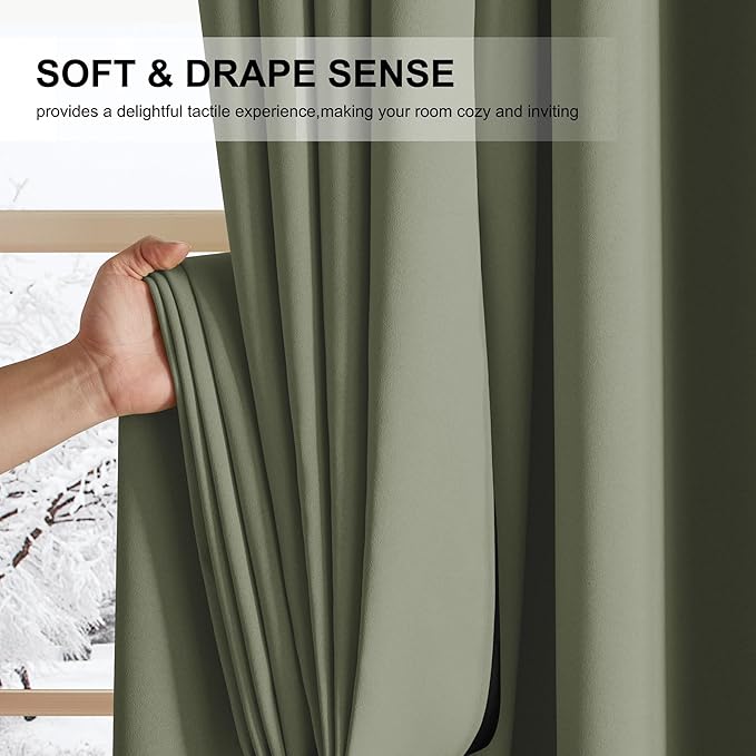 NICETOWN Grommet Blackout Curtains for Living Room Bedroom Window Panels, Thermal Insulated Soundproof Sliding Door Curtains for Patio Glass Door (W52 x L95 Inch, 2 Panels, Dark Mallard)