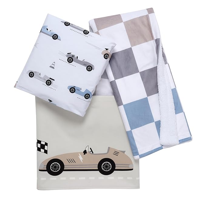 Lambs & Ivy Little Racer 3-Piece Cars/Transportation Baby Crib Bedding Set