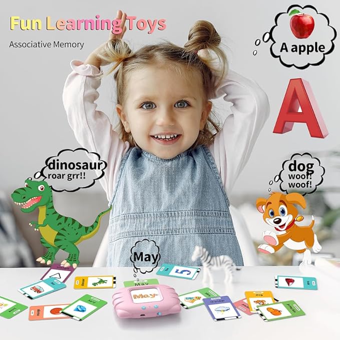 580 Pre-K Sight Words Talking Flash Cards with Dolch Words,Letters/Number Flash Cards 1-100 Kindergarten, Pocket Speech Toys, Educational Learning Gifts for 3 4 5 6 Year Old Girls, Pink