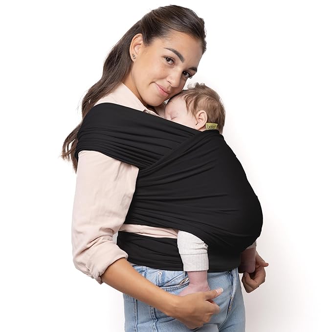 Boba Baby Wrap Carrier – Original Baby Sling Carrier for Newborns (7–35 lbs), Soft, Secure, Hands-Free & Ergonomic, Ideal for Comfortable Bonding, New Parents (Black)