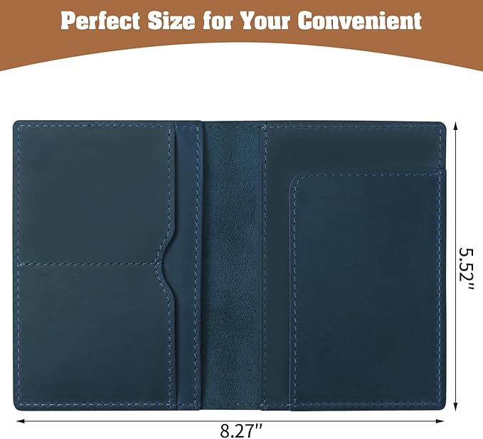 Jack&Chris Leather Passport Holder, Handmade Passport cover, Travel Wallet Cover Case for Men and Women, Leather Travel Documents Organizer Protector, JC107