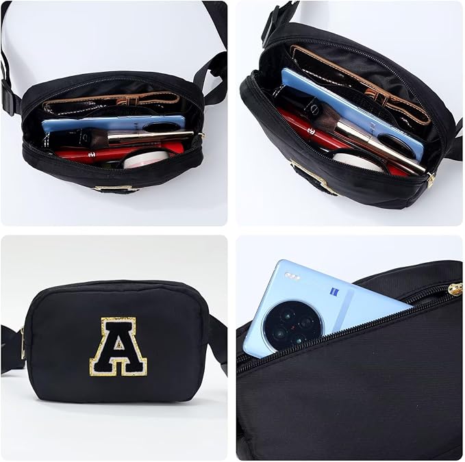 YOOLIFE Graduation Gifts for Him Men - Dad Gifts for Fathers, Personalized Gifts Birthday Gifts for Men, Fathers Gifts for Dad Him, Black Initial Crossbody Bag Belt Bag L, Small