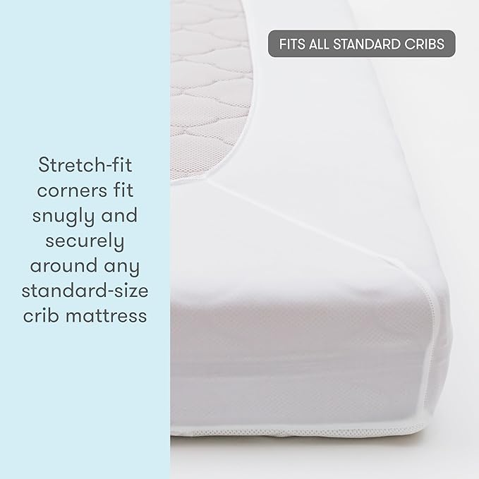 Newton Baby Waterproof Crib Mattress Pad | Ultra-Breathable Quilted Layer for Comfort & Universal Fitted Skirt for Secure Fit | Machine Washable | Crib Mattress Protector Pad Waterproof, 2 Packs