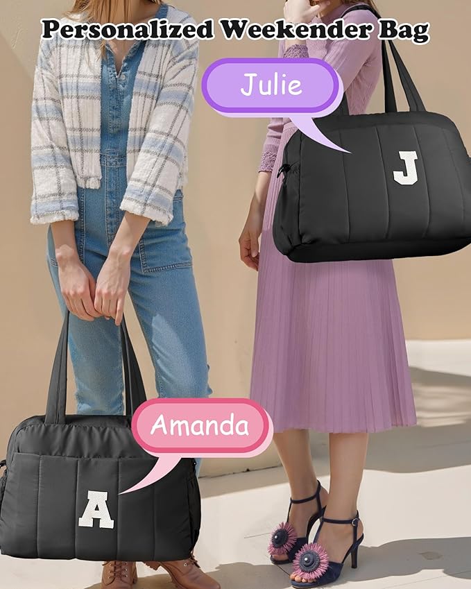 Women Duffle Bag with Initial, Personal Item Travel Bags，Granddaughter Gift -Gym Bag with Wet Pocket，Lightweight Travel Bags Personalized Tote with Makeup Pouch