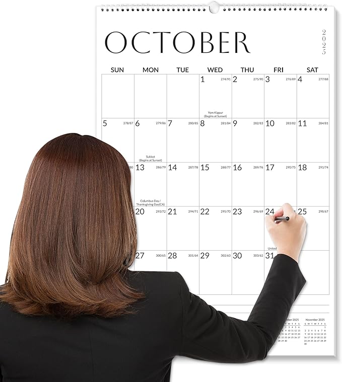 SUNEE Wall Calendar 2025-2026 Large 22.75"x15.5", 21 Month Calendar from October 2025 to June 2027, Vertical Extra Large Monthly Calendar 2026 for Wall, White