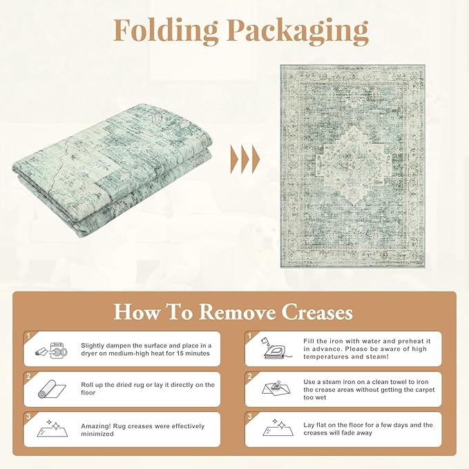 LIVEBOX Washable 2x7 Runner Rug for Bathroom, Non Slip Kitchen Mats for Floor Entryway, Boho Indoor Front Door Mat Low-Pile Runners for Hallways, Farmhouse Rugs for Laundry, Sage Green