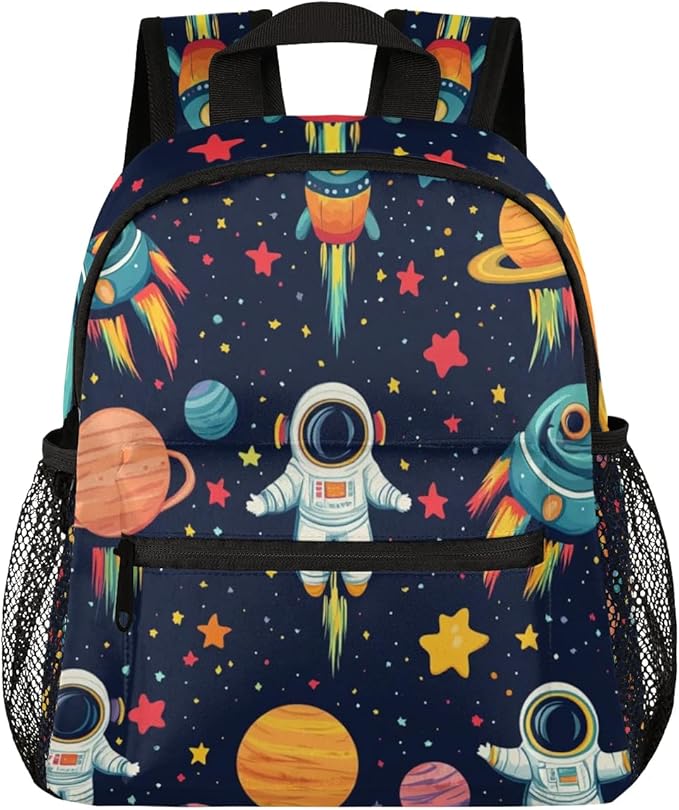 Toddler Backpack for Boys Girls - 12 Inch Astronaut Rocket Kids Backpack Preschool Kindergarten Backpack Lightweight Waterproof Schoolbag Book Bag for School