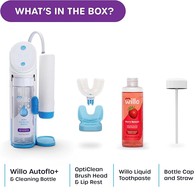 Willo Fully Automatic Kids U-Shaped Electric Toothbrush - 2 Brushing Timers, Deep-Cleans, Consistent Results, Eliminates Brushing Mistakes - Bubble Twist (Small - Kids Ages 5-7 Years)