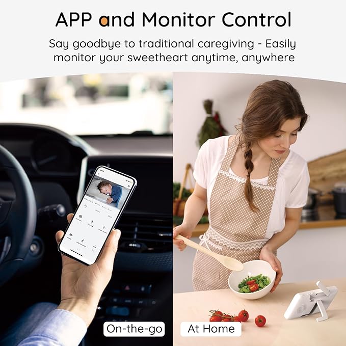 BOIFUN 2K HD 5-Inch Split-Screen, Smart WiFi Baby Monitor with Camera and Audio, Smartphone APP, AI Motion & Cry Detection, Night Vision, 360° Auto Tracking,Humidity &Temperature Detection,2-Way Talk