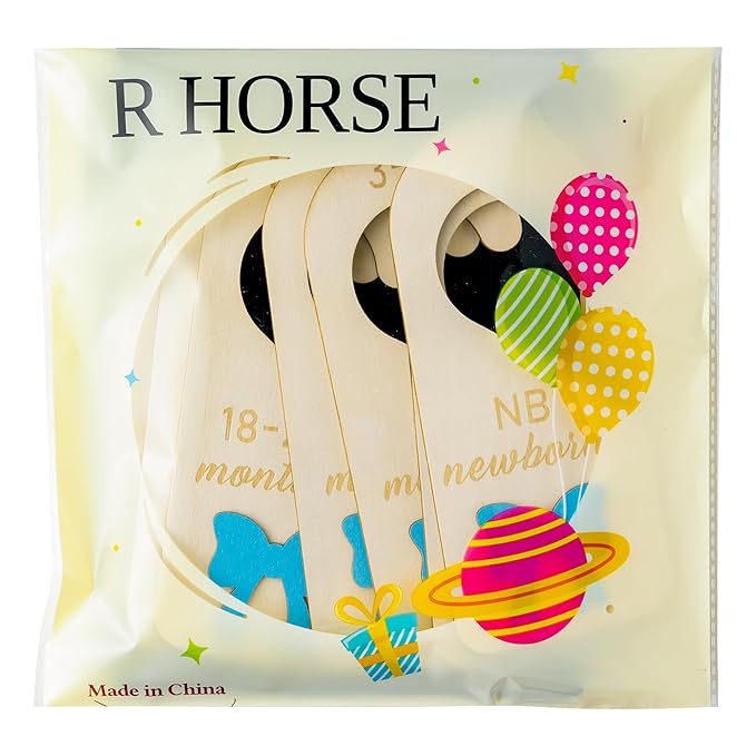 R HORSE Wooden Baby Closet Dividers - 3D Coquette Blue Bow Baby Closet Organizer, 8Pcs Double-Sided Newborn Clothes Size Hanger Dividers, Nursery Decor Birthday Gift for Boy Girl (0-24 Months)