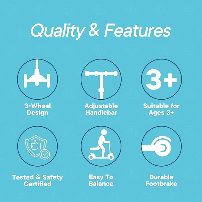 Blue 3 Wheel Scooter with Seat for Kids – Light-Up LED Wheels, Adjustable Handlebar and Seat, Smooth PU Wheels, Wide Anti-Slip Deck, Rear Foot Brake – Toddler Outdoor Toys for Ages 2+