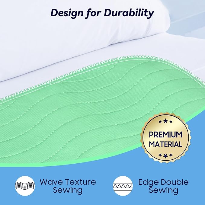 4 Pack 24” x 24” Extra Heavy Absorbency Washable Underpads, Waterproof Nursing Pads Incontinence Bed Pads, Reusable Washable Pee Pads for Dogs, Diaper Changing & Adults, Washable Puppy Pads