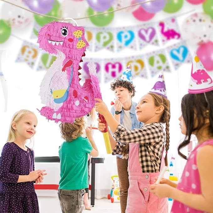 Dinosaur Pinata - Dinosaur Birthday Party Supplies for Girls Kids Dino Themed Party Pinata Bundle Set Perfect Party Game Activity Decoration