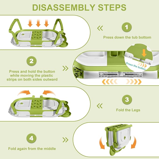 MoreFeel Collapsible Baby Bathtub for Newborn with Thermometer & 1 Hooded Towel & 1 Soft Floating Cushion,Portable Travel Bathtub with Drain Hole, Durable Foldable Baby Tubs for Infants to Toddler