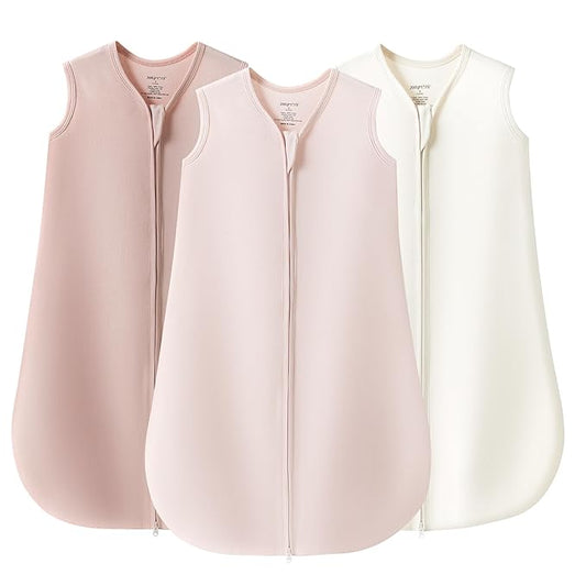 JELLYMONI Baby Sleep Sack 6-12 Months 100% Cotton Wearable Blanket, 0.5 TOG Soft Lightweight Toddler Sleeping Sack 3 Pack 2-Way Zipper Newborn Sleep Sacks