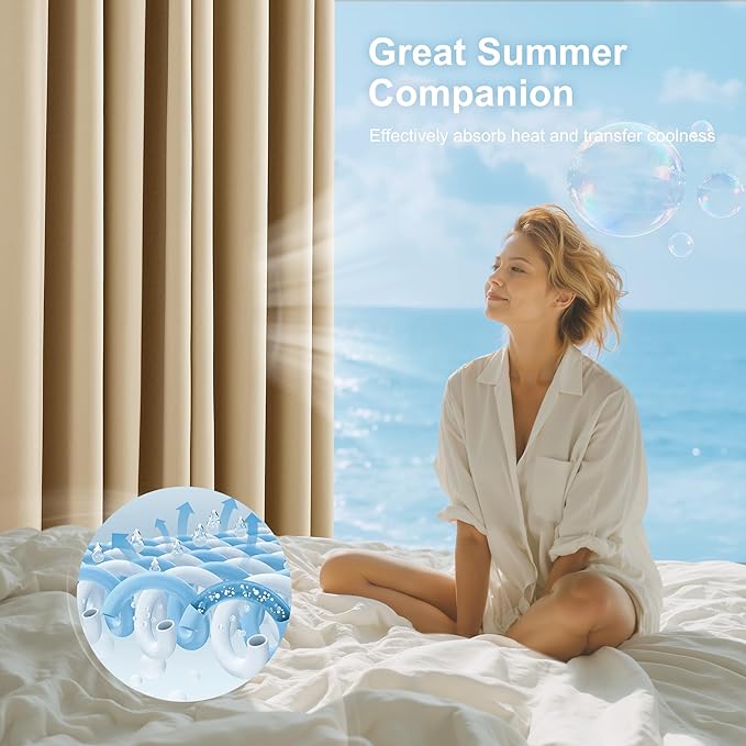 NICETOWN 100% Blackout Curtains 84 inch Long for Bedroom, Total Blackout Thermal Insulated Grommet Long Window Curtains 2 Panels Set, 2 Panels, Biscotti Beige, 52 inch Wide