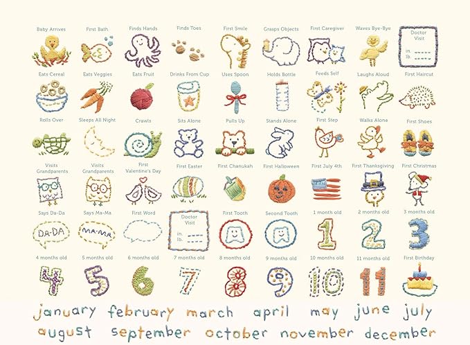 C.R. Gibson Animals 'Hello World' Baby Calendar Baby First Year Tracker, 11'' W x 18'' H