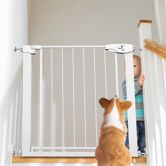 Easy Step Walk-Thru Baby Gate – Adjustable Safety Gate for Babies & Pets, Pressure Mount Kit, Includes Wall Cups & Extensions – 29.7 to 59.8W x 30.5H inches, CPC Certified
