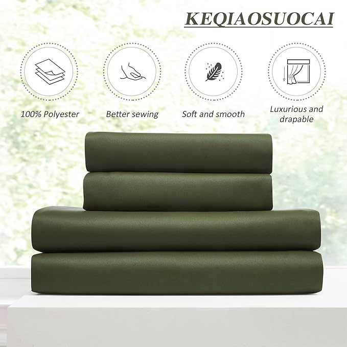 KEQIAOSUOCAI 92 Inch Dark Olive Green Curtains for Bedroom Living Room,Thermal Insulated Dark Out Sound Proof Curtain for Dining Room, Pinch Pleated for Traverse Rods 40x92-2 PCs