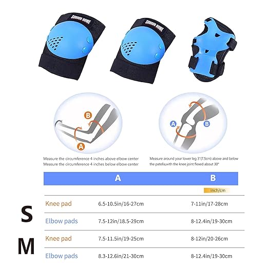 Youth/Kids Knee Pads Elbow Pads Wrist Guards Protective Gear Set for 3-15 Years Child Roller Skates, Skateboard, Cycling, Inline Skating, BMX Bike, Balance Bike, Scooter Riding and Other Outdoor Sports
