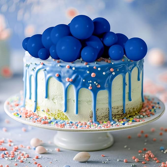 75 Pieces Royal Blue Cake Balls Topper Decorations Foam Cupcake Topper Mini Balloon Cake Topper Balls Cake Picks for Cake Deco Birthday Party Wedding