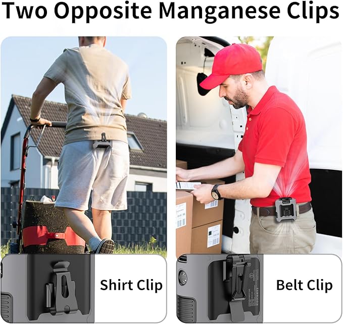 Socool 10000mAh Portable Waist Fan Clip on Wearable Belt Personal Fan Rechargeable Battery Operated With 5 Speeds & Flashlight Neck Hands-Free 40H Cooling For Outdoor Travel Camping Power Bank (Gray)