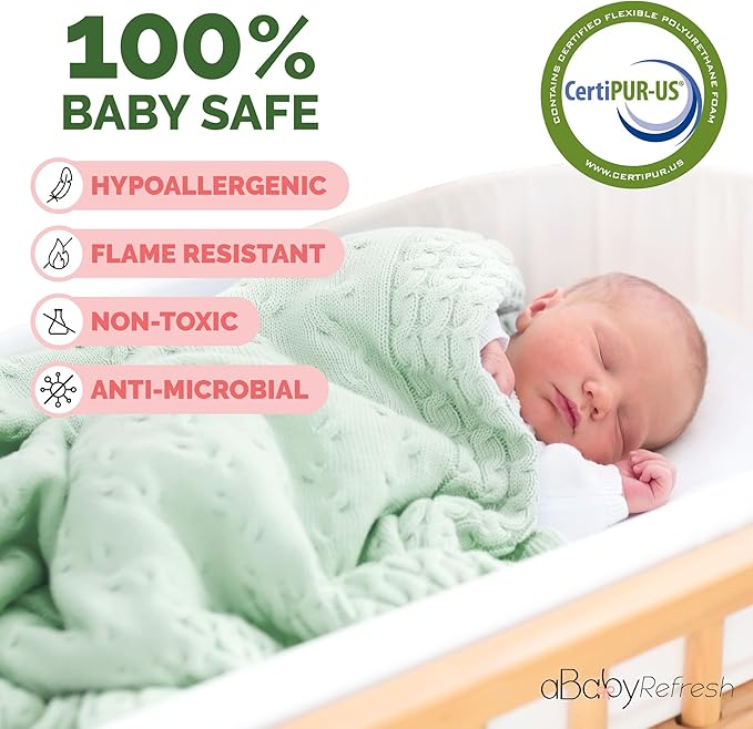 Cradle Baby Mattress and Bassinet Mattress 17x31 – 2-Inch Firm Foam Baby Bed with Waterproof Vinyl Cover – Non-Toxic Hypoallergenic Cushion Pad Replacement for Infant Bed (Multiple Standard Sizes)