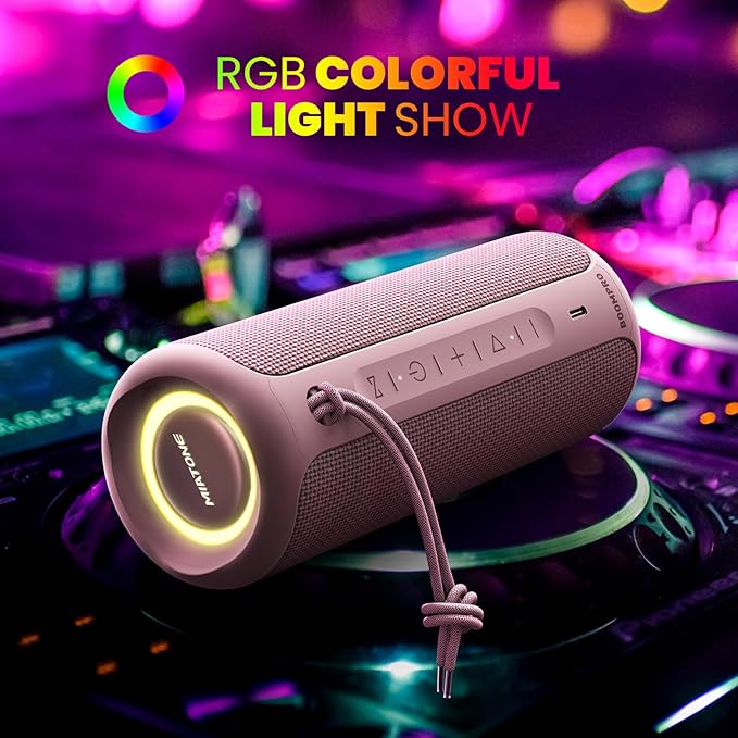 MIATONE Portable Bluetooth Speaker 36W Stereo Sound Bass Boost, 24H Playtime Bluetooth 5.3 TWS Pairing (Pink)