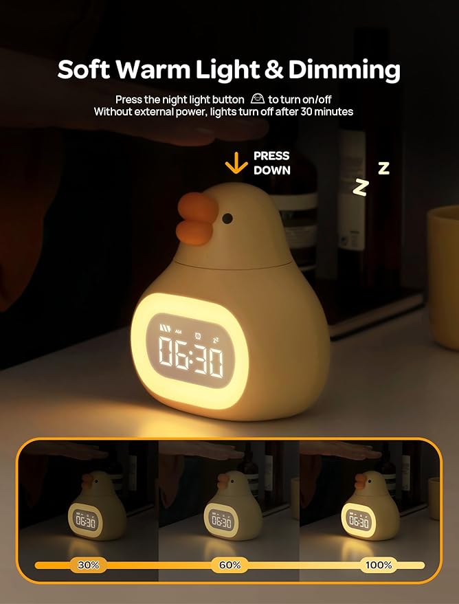 MASHI Goose Alarm Clock with Night Light, ok to Wake Clock for Kids, Cute Goose Night Light, Snooze, Toddler Sleep Training Clock,Gift for Kids Girls Boys Teens Birthday Room Decor