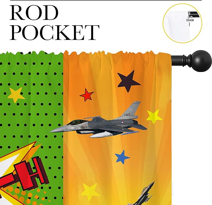 Superhero Rod Pocket Blackout Curtains for Boy Girl Bedroom, City War Explosion Comics Art Home Energy Efficient Light Filtering Window Curtain for Living Room, 42x63 inch