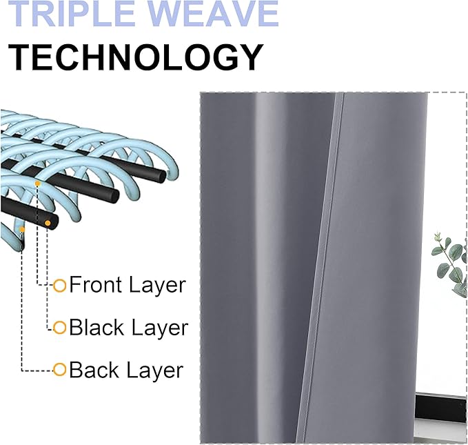 Simplebrand Ava Silver Grey Blackout Curtains for Bedroom 84 Inch Length 2 Panels, Solid Thermal Insulated Privacy Living Room Window Treatment Curtains Blackout Drapes, W40 x L84 Inch, Silver Grey