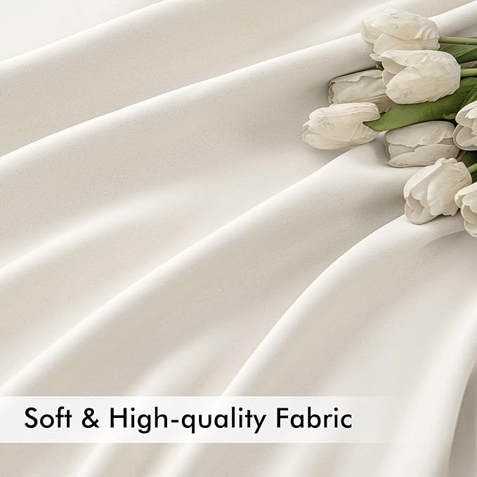 MIULEE Ivory Back Tab Blackout Curtains 108 Inch Long 2 Panels Set for Bedroom, Rod Pocket/Pinch Pleat Extra Long Thermal Insulated Living Room Darkening Pleated Light Blocking Drapes