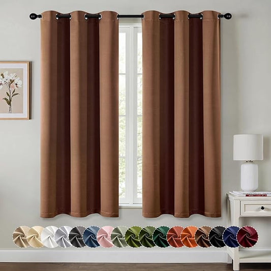 MIULEE Blackout Curtains for Bedroom Living Room 63 Inches Long 2 Panels, Thermal Insulated Room Darkening Drapes Solid Grommet Noise Reduction Light Blocking Window Treatments 40x63 Inch Mocha Brown