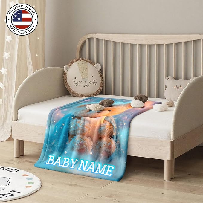 Ship Next Day, Personalized Baby Blanket – Printed in USA, Custom Baby Blanket for Boys & Girls, Baby Blanket with Name, Baby Shower, Easter, Christmas, Birthday Newborn & Toddler Gifts, Baby Gifts