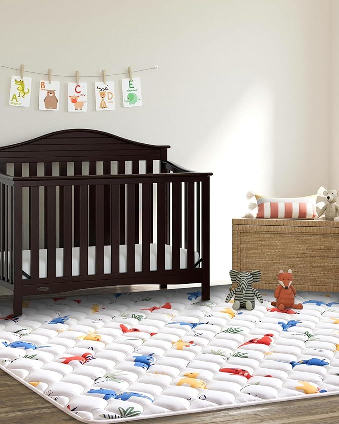 Odorless Premium Foam Baby Play Mat 75" x 59", Soft Microfiber Fabric Crawling Mat for Floor- Comfortable and Hypoallergenic, Non-Slip Cushioned Floor Playpen mat for Infants,Babies,Toddlers