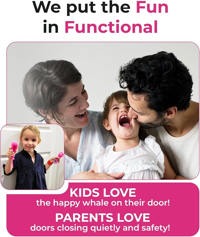 Baby Proofing Door Stopper, Door Pinch Guards Protect Child Fingers & PET Tails. Baby Safety Finger Protectors Prevent Pinch Injuries – Kids and Adults Love Whale Pinch Guard (Pink)