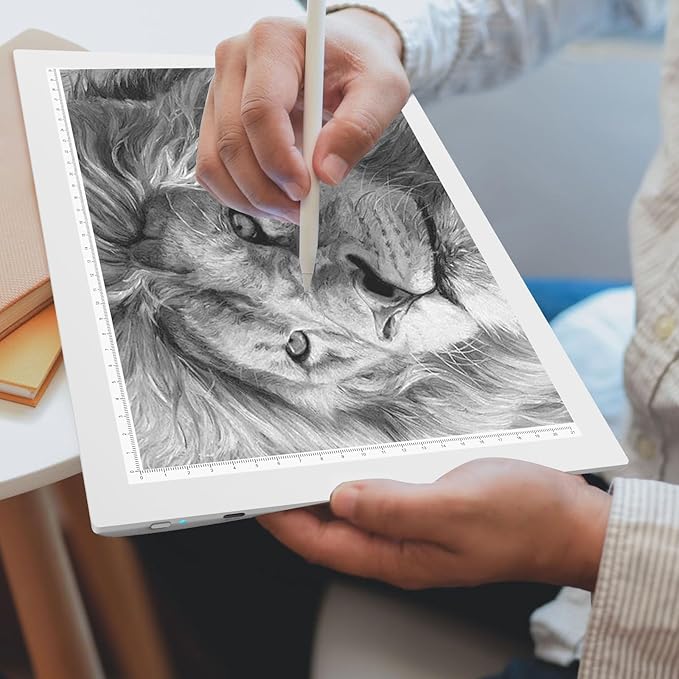 A4 Wireless Battery Powered Light Pad with Bag, TOHETO Tracing Light Box Dimmable Brightness Rechargeable LED Light Board Portable Cordless Copy Board for Drawing Sketching X-ray Viewing (White)